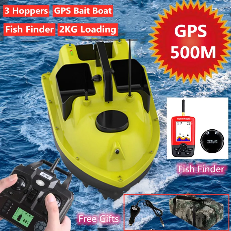 500m 3 Hoppers Gps Intelligent Remote Control Fishing Bait Boat Gps