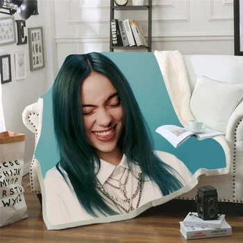 

Billie Eilish Singer Girl 3D Print Throw Plush Sherpa Blanket Thin Quilt Sofa Chair Bedding Supply Adults Kids 02
