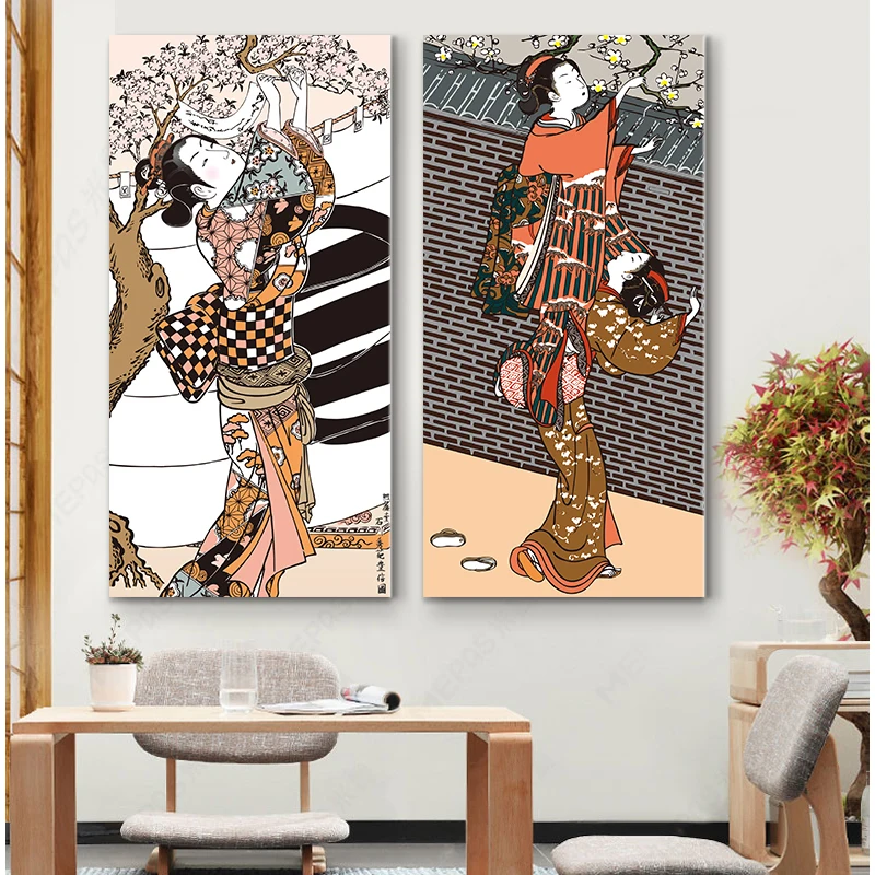 

Japanese Ukiyoe Maid Canvas Painting Posters and Prints Wall Pictures for Living Room Print Home Decor Art Vintage Poster