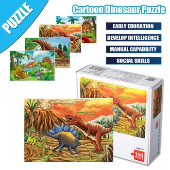 

Children Dinosaur Puzzle 100 Pieces Educational Cartoon Puzzle Game Kids Toys jigsaw picture puzzles for adults Kids toy игрушки