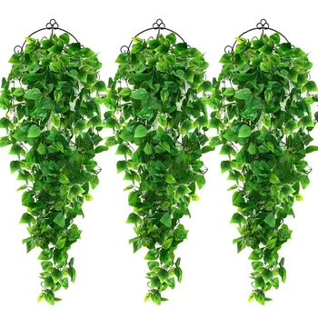 

6PCS Artificial Hanging Plants Fake Ivy Leaves for Wall Home Porch Garden Fence Decoration