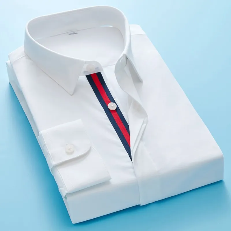 Camisa informal de manga larga para hombre, Camisa ajustada Formal de negocios con bordado de abeja a la moda, con botones, de alta calidad, primavera y otoño, 2020