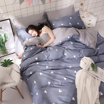 

4 Pcs/set High Quality Cotton Bedding Set AB Double-sided Pattern Duvet Cover Lace Sheet Pillowcase Fashion Print Quilt Cover