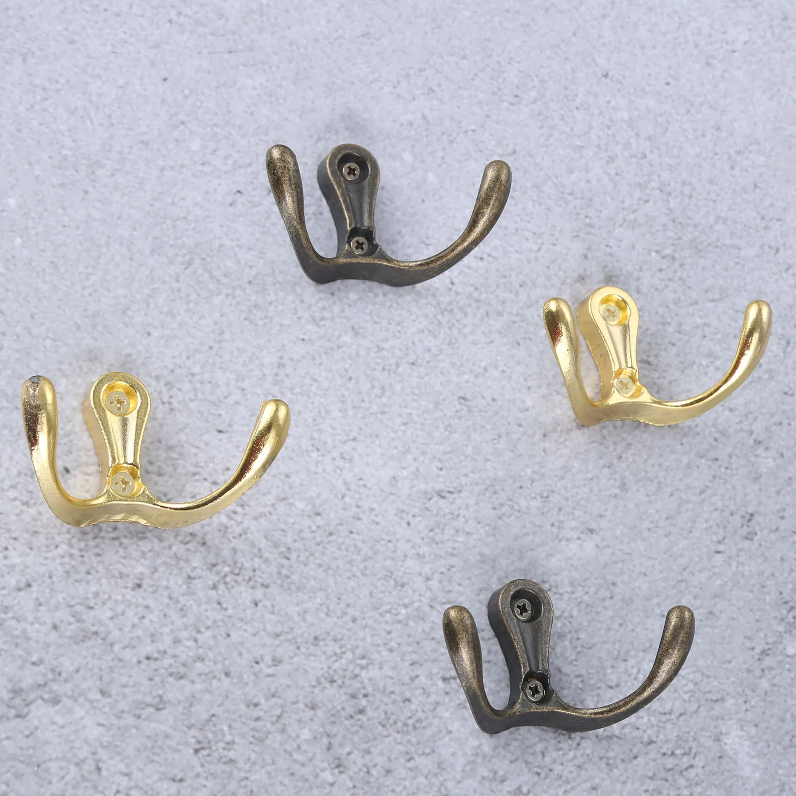 2pcs Double Head Hooks Wall Mounted Hanger w/screws Antique bronze/Gold Coat/Key/Bag/Towel/Hat Holder Bathroom Kitchen 53mmx30mm 4