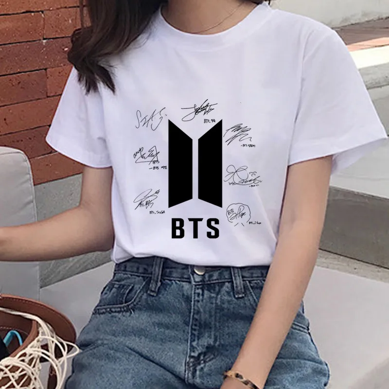 

Bulletproof Youth League Print T-Shirt Ms. Korea Harajuku JIN SUGA J HOPE JIMIN V JUNGKOOK Cartoon Girl Top T-Shirt