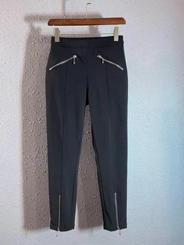

2020 Spring and Summer New Women's Symmetrical Zipper Decorations Small Pants Feet All-match Solid Color Pants Casual Pants 405