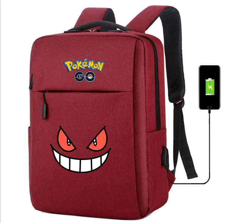 Gengar холст рюкзак usb зарядка школьные сумки Детская сумка на плечо ноутбук дорожная сумка рюкзак для подростков - Цвет: 9