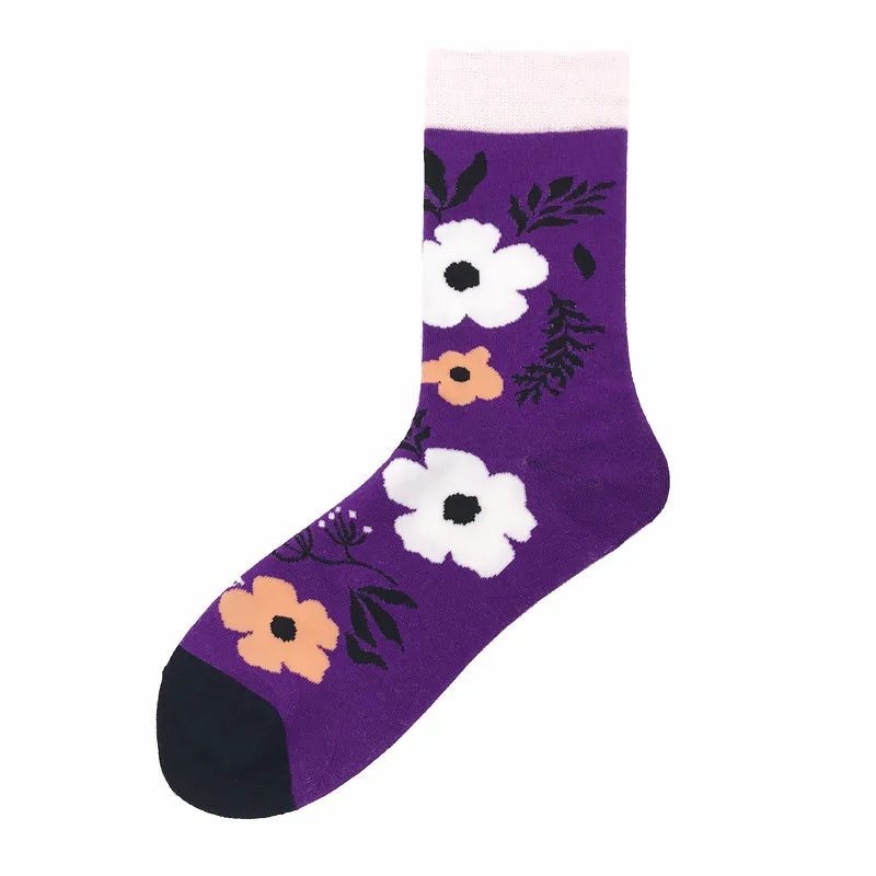 Kawaii/женские носки с цветочным рисунком; милые женские носки с абстрактным принтом; хлопковые короткие креативные носки с животными; теплые забавные зимние носки до щиколотки