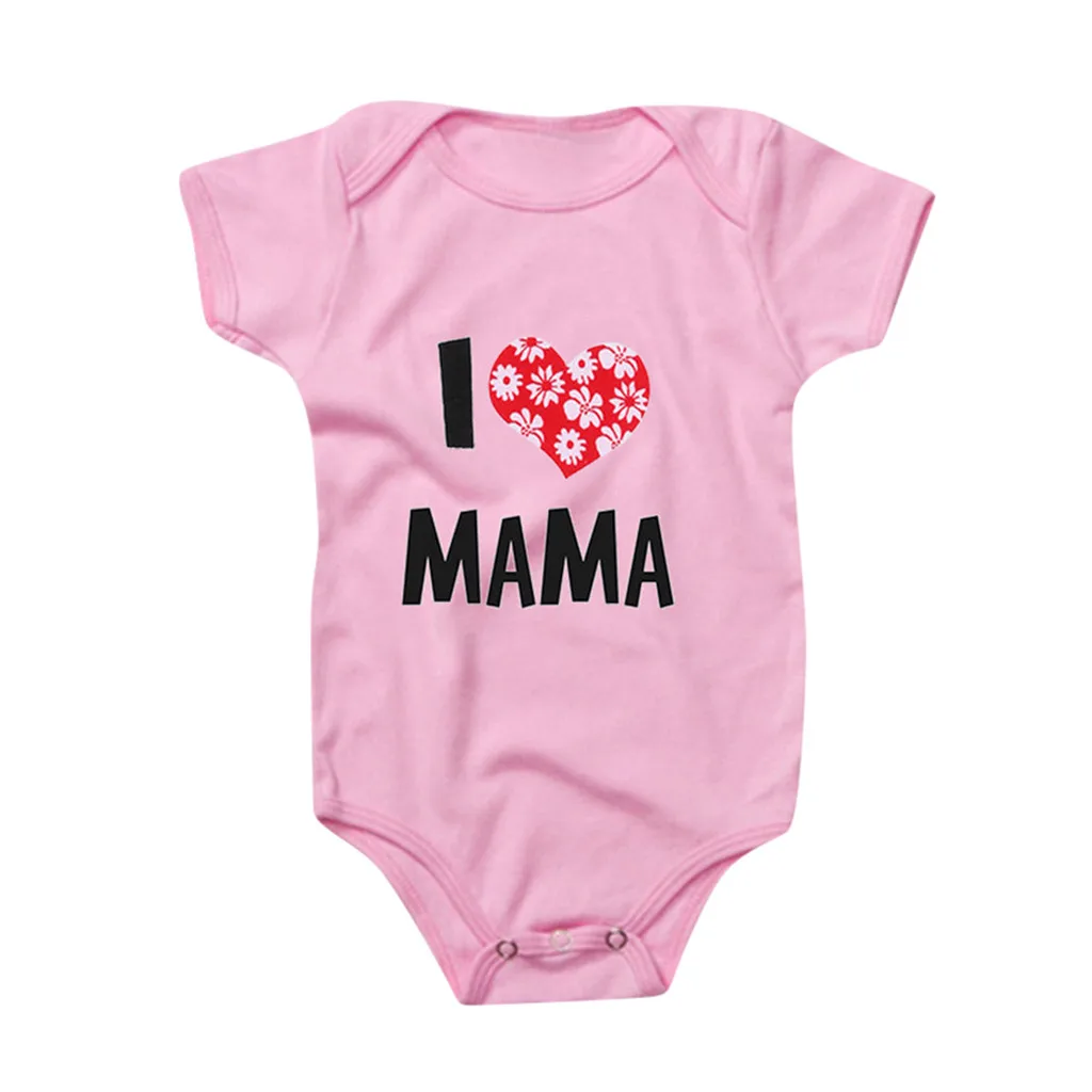 Летний комбинезон с короткими рукавами и принтом «I Love Mama» для новорожденных и маленьких мальчиков и девочек; комбинезон; одежда на День Святого Валентина; костюмы;# p4
