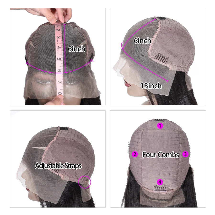 13x6 Lace Front Wig Длинные прямые парики из натуральных волос на кружеве, парик из натуральных волос для черных женщин 13*6/13*4 - Цвет волос: 13x6 Lace Front Wig