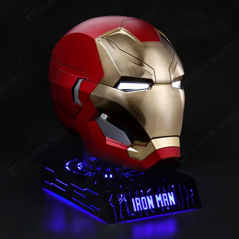 Helmet and platform 1:1 масштаб Железный человек MK46 маска шлем автоматический ВКЛ-ВЫКЛ окружность головы до 62 см освещенное украшение для платформы Модель SM29 - Цвет: Helmet and platform