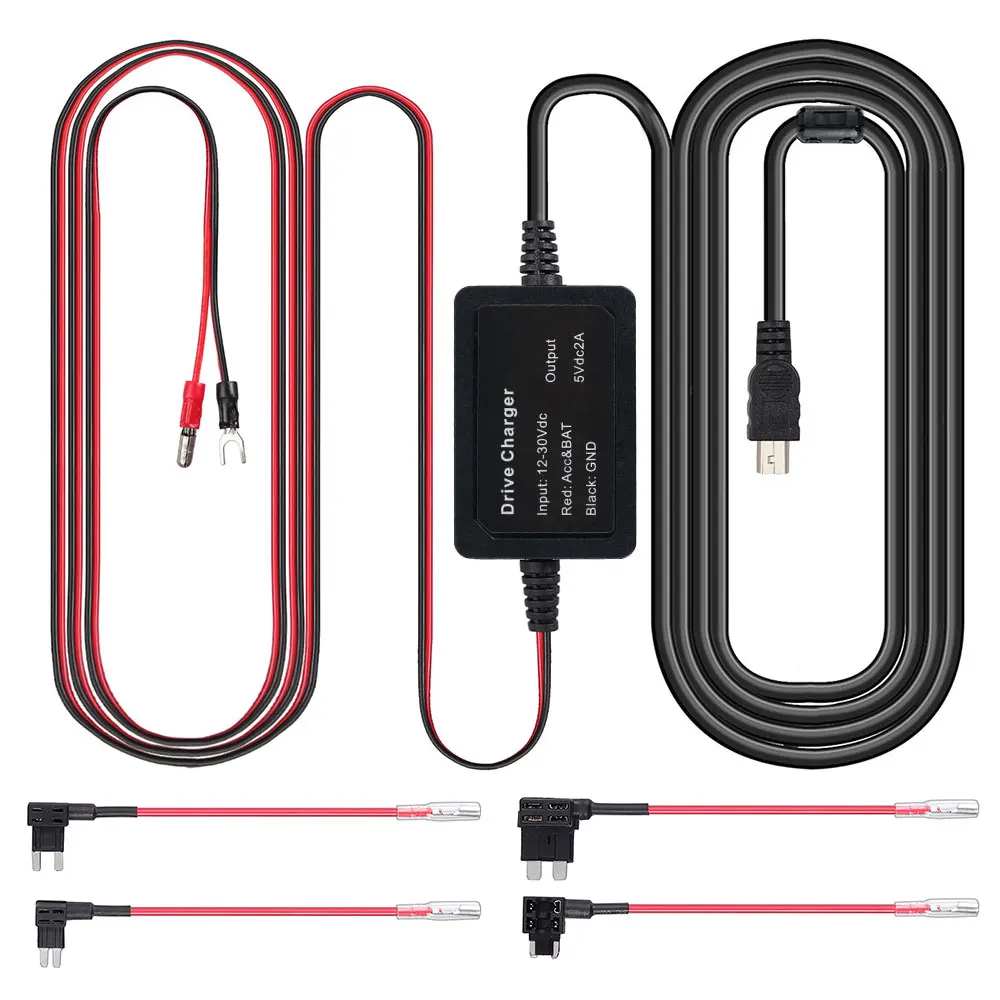 12 V-24 V to 5V Dash Cam комплект жестких дисков приборной панели Камера с LP/Mini/держатель микро предохранители для Dash Cam, gps навигатор, Антирадары