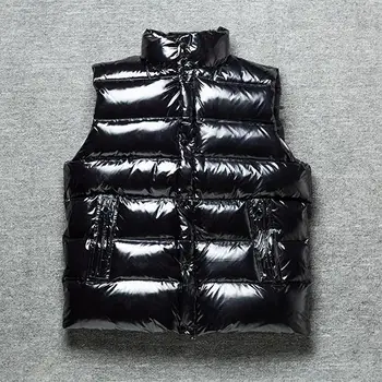

Autumn Winter Men Down Vest Glossy Jacket European Luxury Same Style Plus Size Couples Jacket Women Waistcoat High Quality