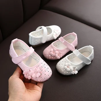 

Summer Toddler Baby Girls Breathable Flower Decoration Anti-Slip Hollow Soft Soled First Walkers 2020*