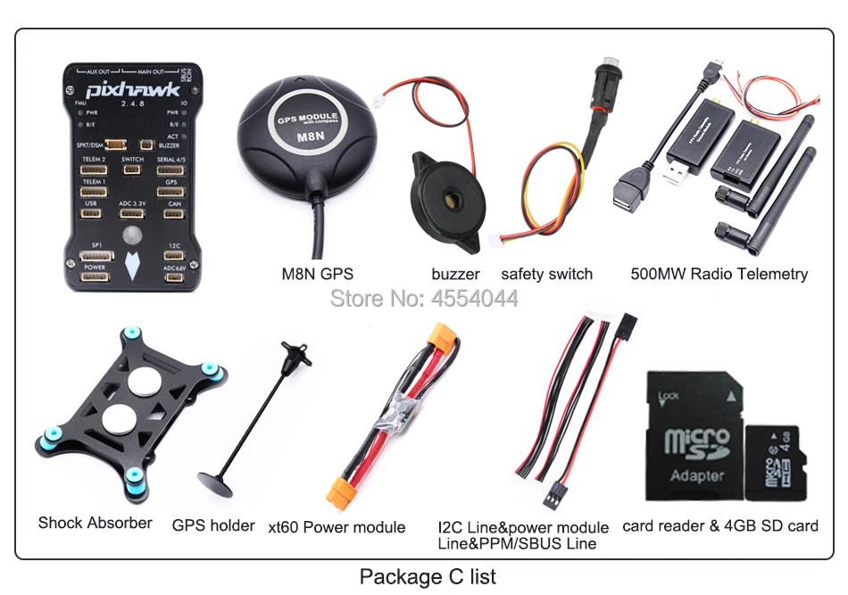 Контроллер полета Pixhawk 2.4.8 PX4 PIX+ M8N gps+ xt60 силовой модуль+ 3DR 100 мВт/500 МВт радиотелеметрия 433 МГц 915 МГц+ gps Держатель