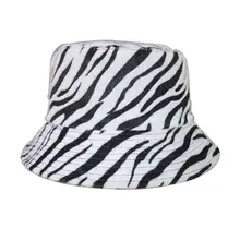 Унисекс из искусственного войлока Harajuku Панама с принтом зебры Двусторонняя Панама Кепка