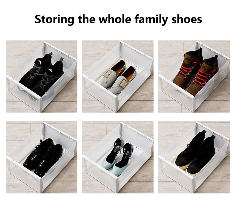 Пластик Штабелируемые ящики для хранения обуви Коробка для кроссовок хранение кожаной обуви Дисплей обуви Ящики для хранения на высоких каблуках коробки для спортивной обуви ящики для хранения обуви подставка для обуви