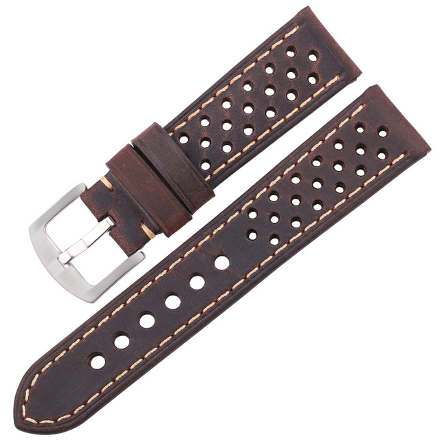 Leather Watchbands 20mm 22mm Women Men For Huawei Cowhide Vintage Watch Band Strap For Samsung Galaxy Watch 42mm