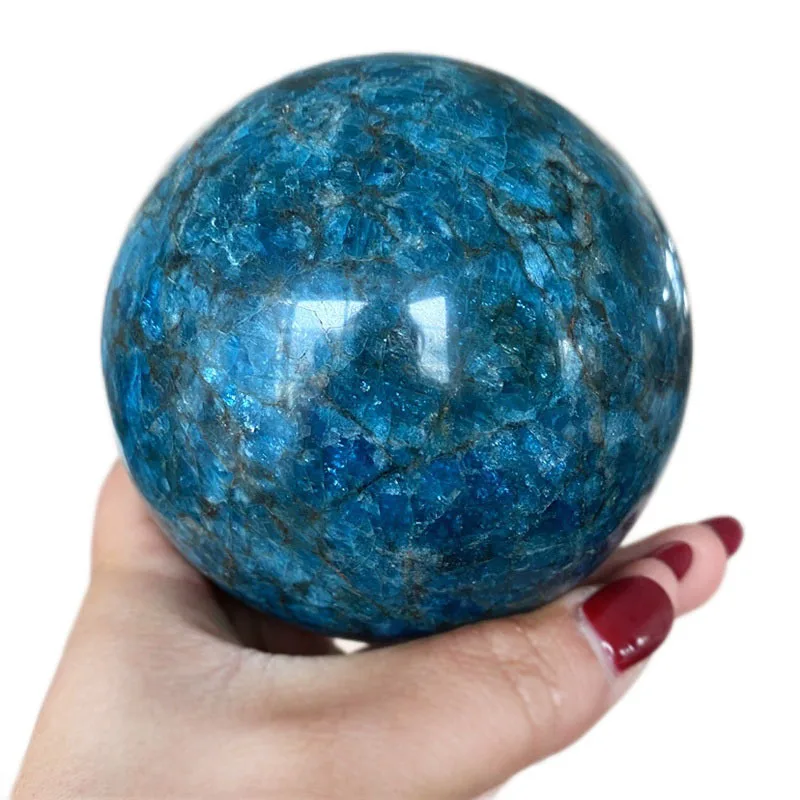 

60mm Natural Blue Apatite Ball Sphere Quartz Crystal Mineral Healing For Home Decoration Gift