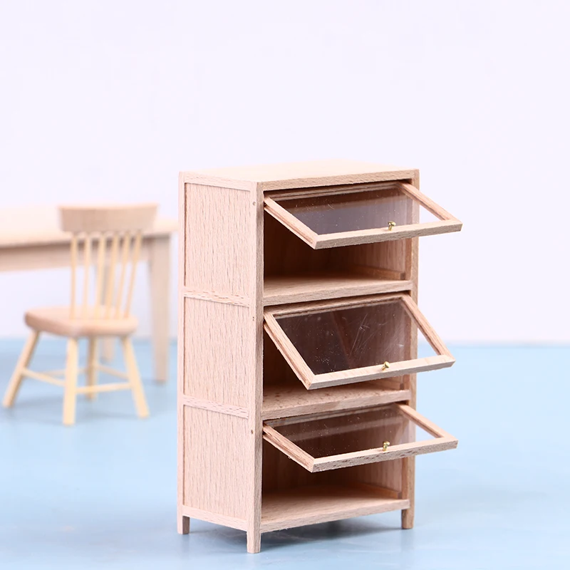 

1 Pc 1:12 Dollhouse Miniature Wood Bookcase 3-Tier Shelf Cabinet Furniture Toys Dollhouse Decoration