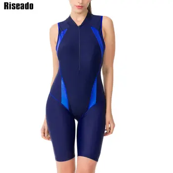 

Riseado Sport Training Swimwear Women Racer Back One Piece Swimsuit Sleeveless Racing Swimming Patchwork Bathing Suits