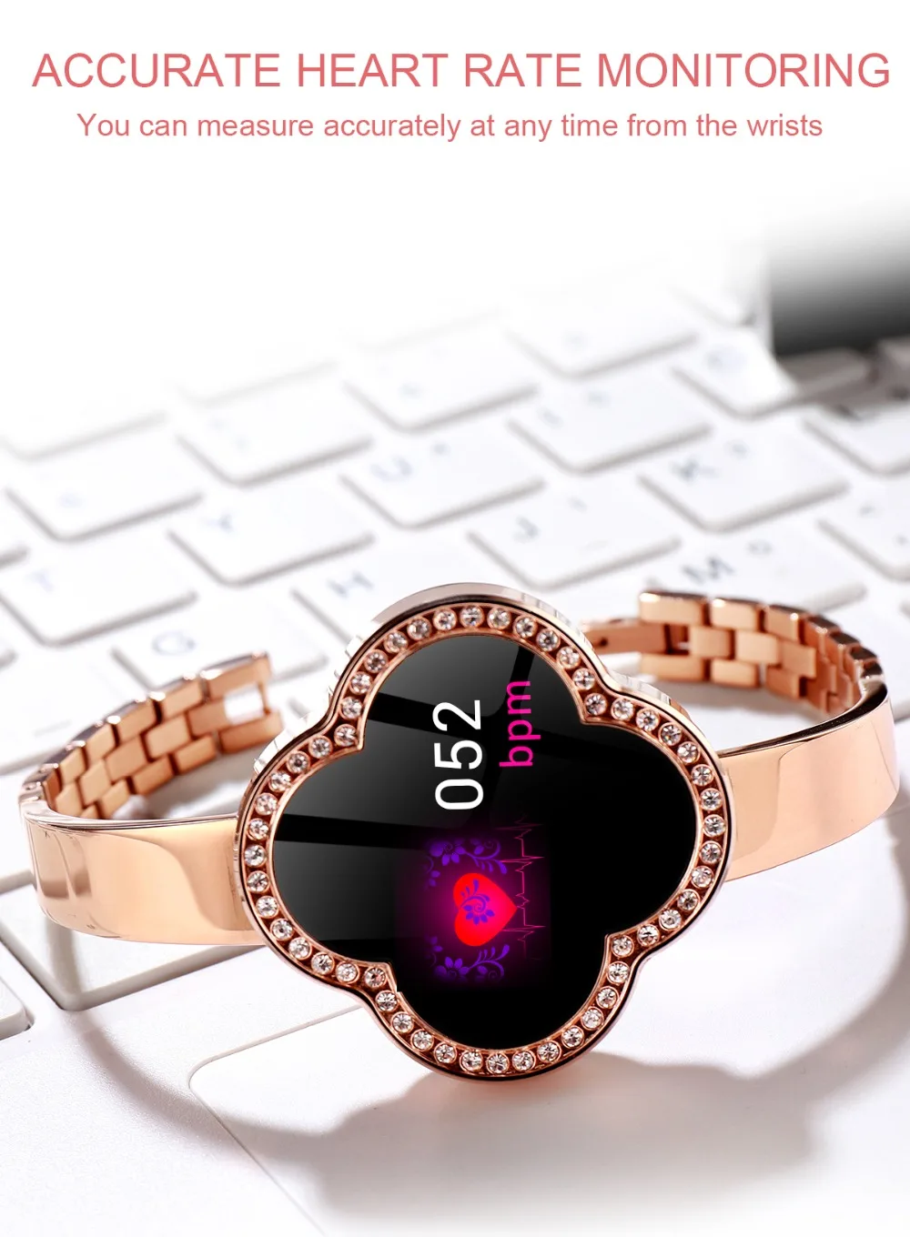 S6 Модные Смарт-часы фитнес-браслет четырехлистный циферблат монитор сердечного ритма умный Браслет, дамские часы для друзей в подарок