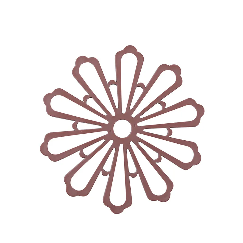1 шт. термостойкий силиконовый коврик кухонная Нескользящая подставка под тарелку домашняя Нескользящая подставка простые вырезы в виде цветка утолщенные подстаканники - Цвет: Dark Brown