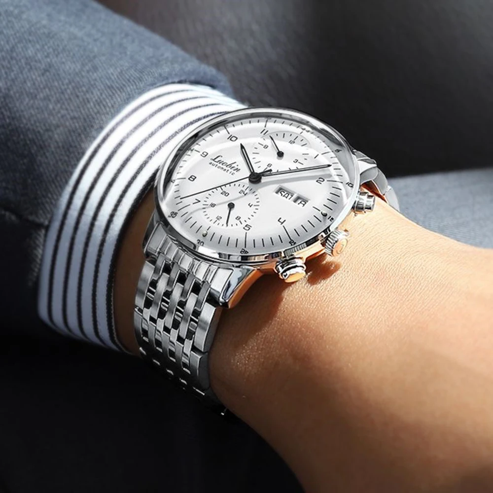 Luobin Automatic Mechanical Watch Men Top Luxury Brand Dress Watches 42mm  Stainless Steel Calendar Luminous Wristwatch Mens 2021|Mechanical Watches|  - AliExpress