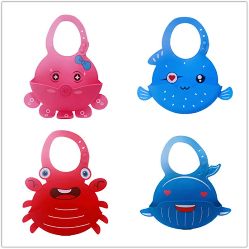 

18Colors Waterproof Silicone Baby Bibs 0-12M Cartoon Sea Animal Towel Feeding Snap Buttons Bib Soft Absorbent Aprons Burp Cloths