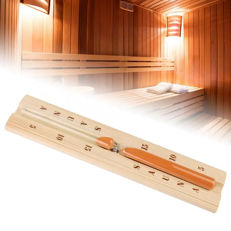

Sand Timer Pine Sauna Hourglass Clock Accurate Heat Resistant Wooden Sand Timer for Spa Bath Hour Tools