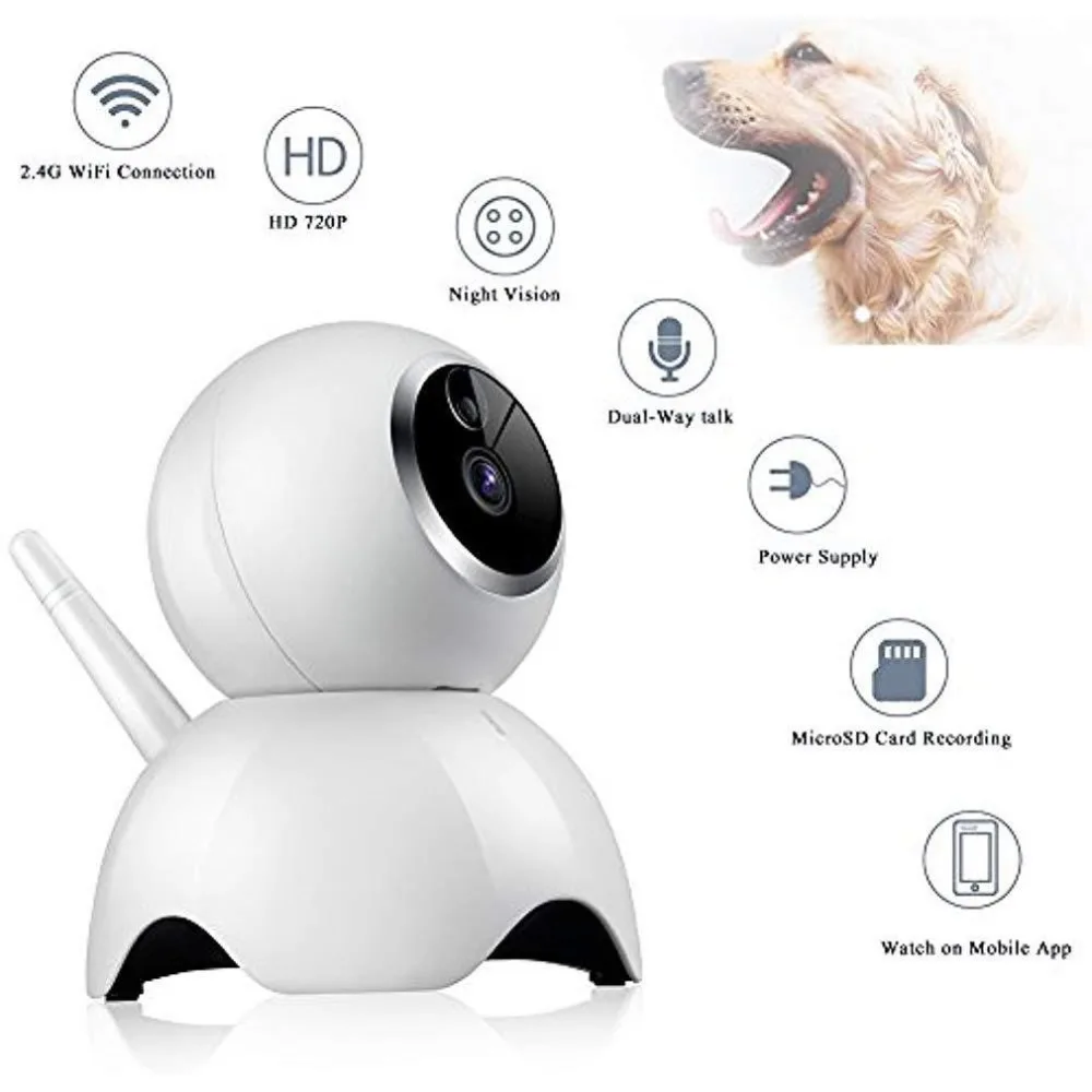 Умная беспроводная Wi-Fi мини-камера безопасности 720P с функцией ночного видения, дистанционный доступ Wifi, дистанционное управление, голосовая домофонная сигнализация, мониторинг