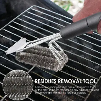

Kitchen Accessories BBQ Grill Barbecue Kit Cleaning Brush Stainless Steel Cooking Tools Wire Bristles Triangle Cleaning Brushes