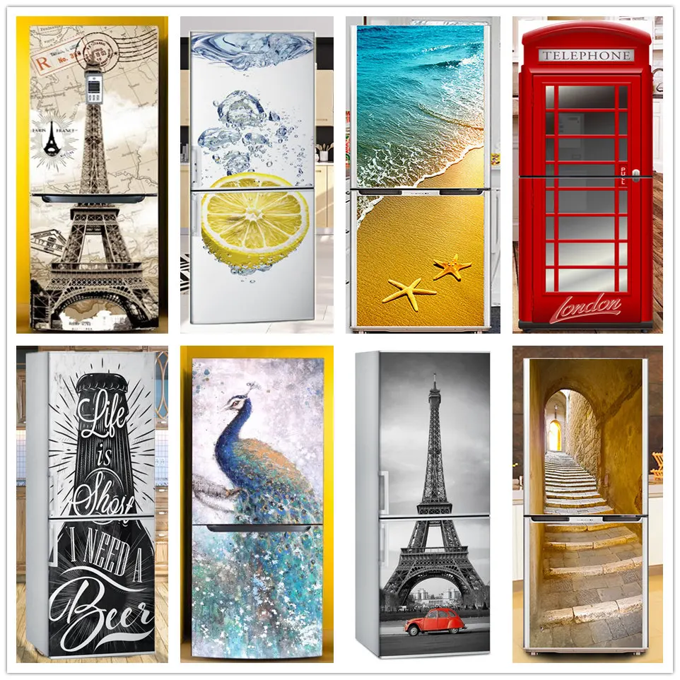 3D Wallpaper For Refrigerator Self Adhesive Vinyl Wardrobe Sticker
