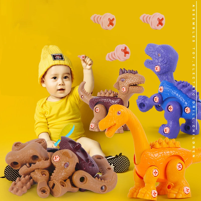 Children Constructor Puzzle Toy Dinosaur Model Screwdriver Drill Tool Interactive Montessori Educational Suitable For Boy Girl