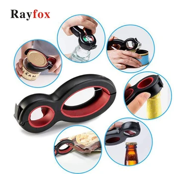 

6 In 1 Multi Function Can Beer Bottle Opener All in One Jar Gripper Can Wine Beer Lid Opener Tools Kitchen Accessories gadgets