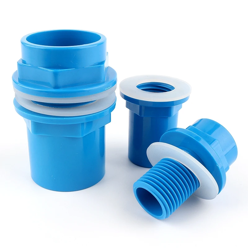 5 Size Avaliable Blue 1/2"~1 1/2" PVC Fish Tank Connector Overflow Thread Garden Water Supply Pipe Fittings Aquarium Accessories | Дом и
