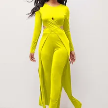 Ladies Suit Fashion Long Street Solid Color Coat And Trousers Two-piece Sexy Slim Waistless Dovetail Cloak Suit Women