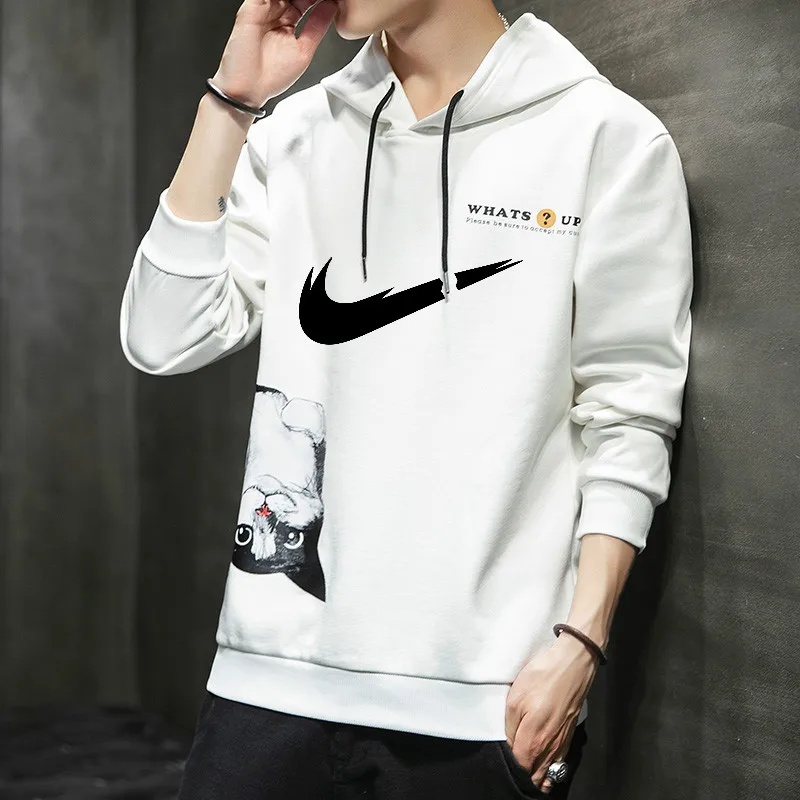 

2019New Brand Fashion Hook shape Print Mens Hoodies Sweatshirts Hip Hop Hoodie Black Jacket Men Clothes Hooded