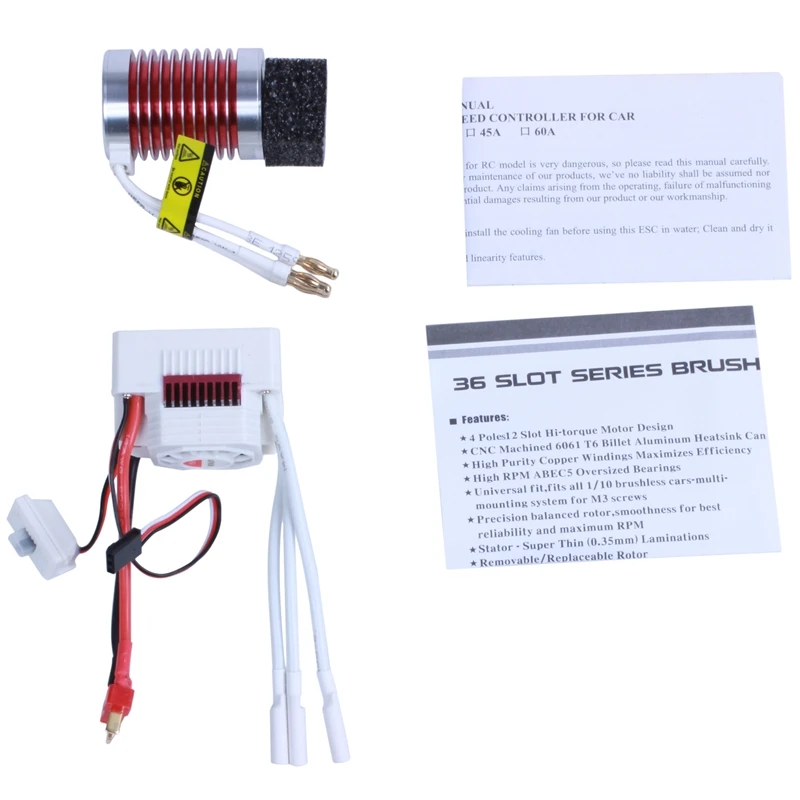 

Hot SURPASS HOBBY Set Waterproof F540 3930KV Brushless Motor with 45A ESC for 1/10 1/12 RC Car Truck