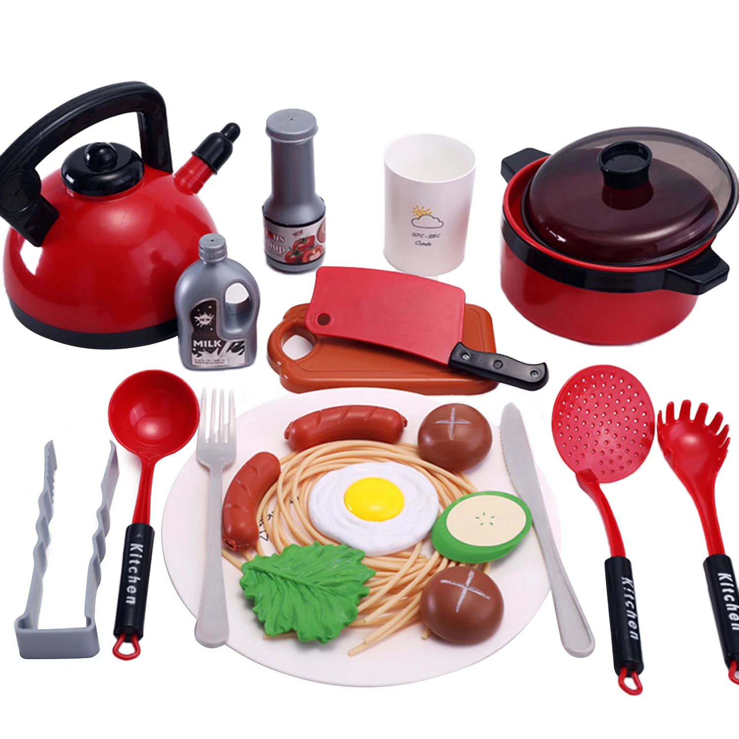 22pcs Дети Моделирование кухня ролевые игры игрушки кухонная посуда игровой набор приготовления пищи с духовкой чайник горшки еда для детей малышей кухонные принадлежности игры - Цвет: 22pcs