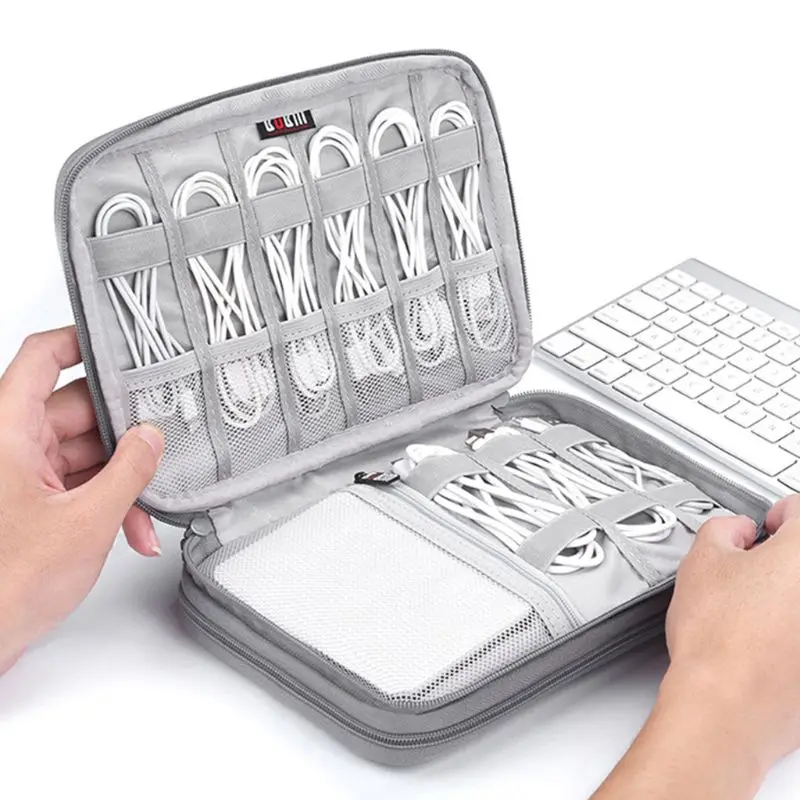 

Power Bank Hard Disk U Disc Memory Card Data CableAnti-Scratch Polyester Travel Digital Storage Bag Organizer