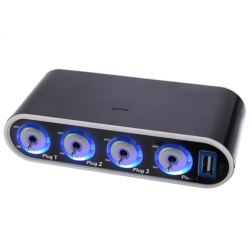 Universal 4 Socket Adapter Splitter 3.1A USB Charger Car DC 12V Cigarette Lighter Socket Splitter+ 4 USB Port Car Adapter