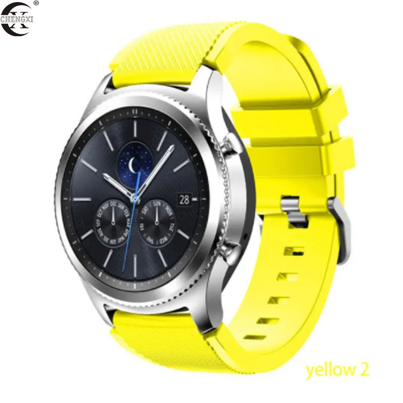 Chengxi для samsung Galaxy ремешок для часов 46 мм 42 мм 22 мм 20 мм силиконовый ремешок для часов huawei watch GT ремешок amazfit bip 47 44 40 active2 - Цвет ремешка: Yellow-2