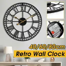 Vintage Classic Large Metal Iron Wall Clock Rustic Roman Numerals Clock Living Room Home Decor Wall Art Decor Retro Wall Clocks