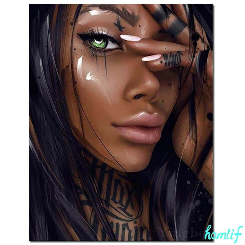 5D DIY diamond Painting African woman full square round drill black beauty Needlework embroidery Mosaic Cross Stitch | Дом и сад