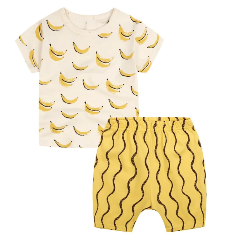 

New Newborn Baby Boys Girls Clothes Short Sleeveled T-shirt+Briefs 2PCS Outfits Set Banana Fashion Cute Summer Clothing Sets
