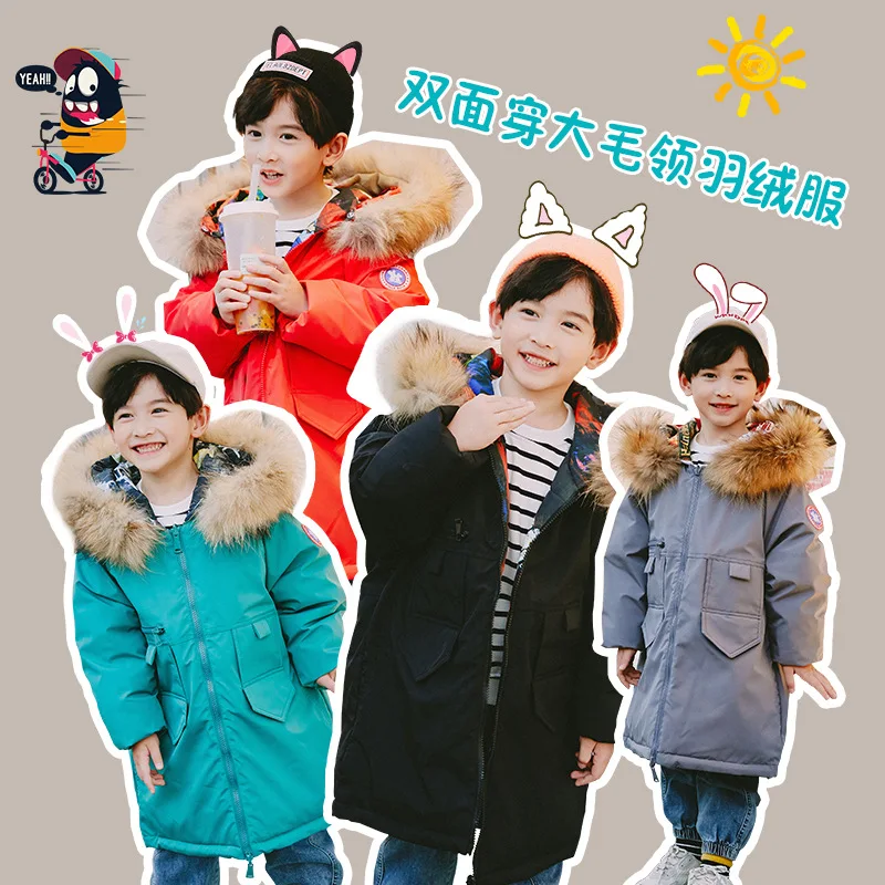 

2020 New Trend Boys' Down Jacket Winter Jacket Detachable Collar Style Overcome Double Face Down Jacket For Girls To Keep Warm