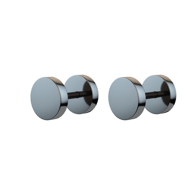 Plugs Faux Gauges Earrings for Men Women Stainless Steel Studs Circle Flat Back Cheater Tunnels Dumbbell Punk Ear Piercing