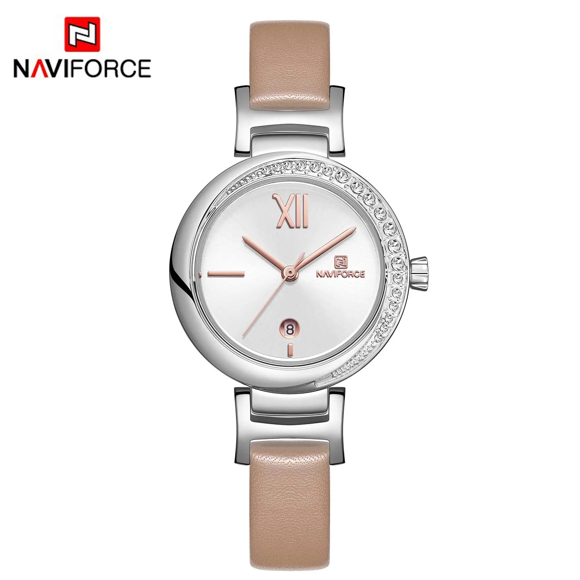 SWPG NAVIFORCE, женские часы, брендовые, модные, Роскошные, кварцевые, для девушек, платье, часы, кожа, наручные часы, Montre Femme Reloj Mujer - Цвет: SWPG