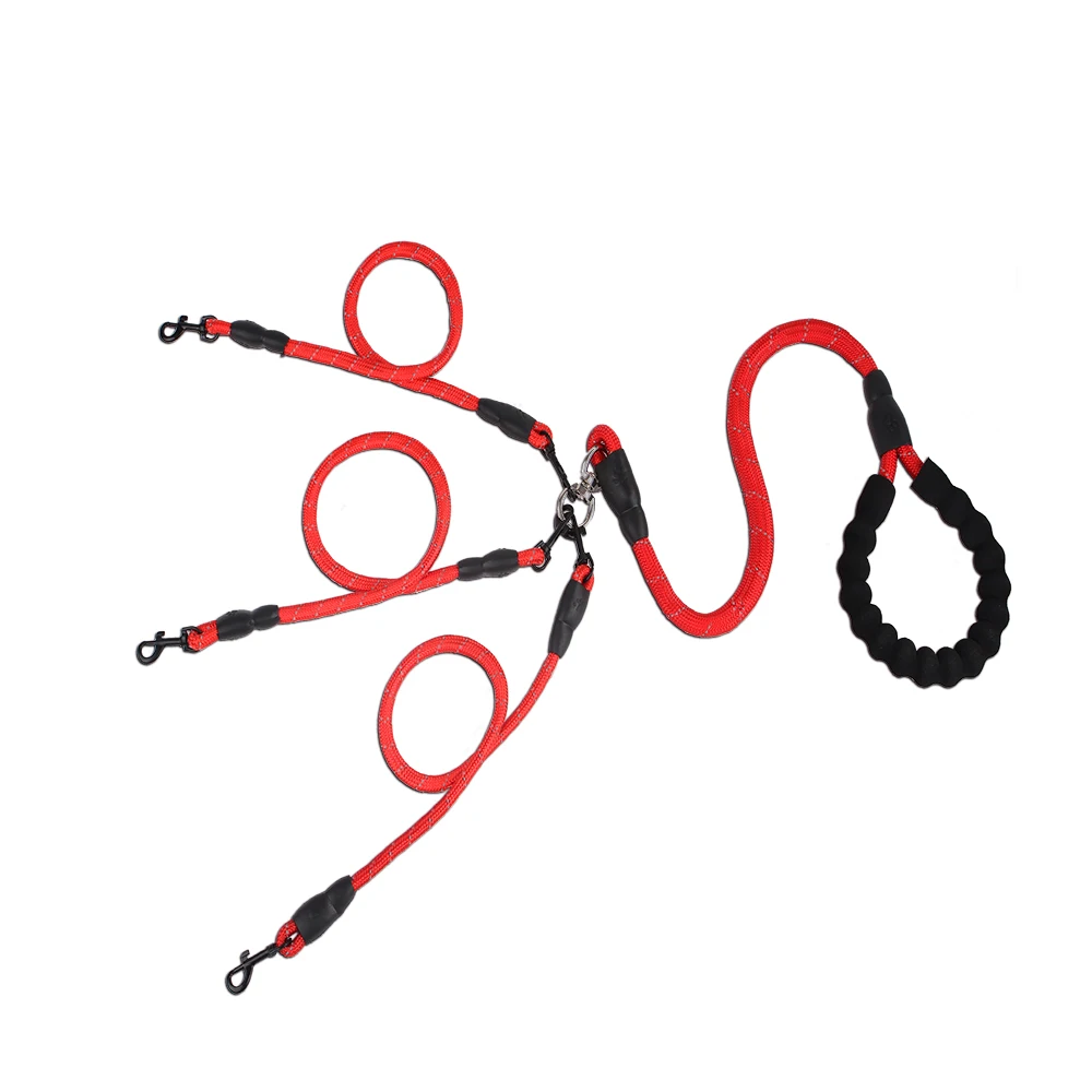 

Nylon Dog Leash Detachable Triple Heads Pet Dogs Traction Rope One Pulling Three Pet Dog Leash Split Hauling Cord